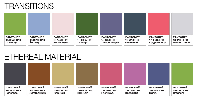 PANTONE greenery palettes