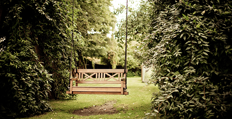 Swing seat in garden